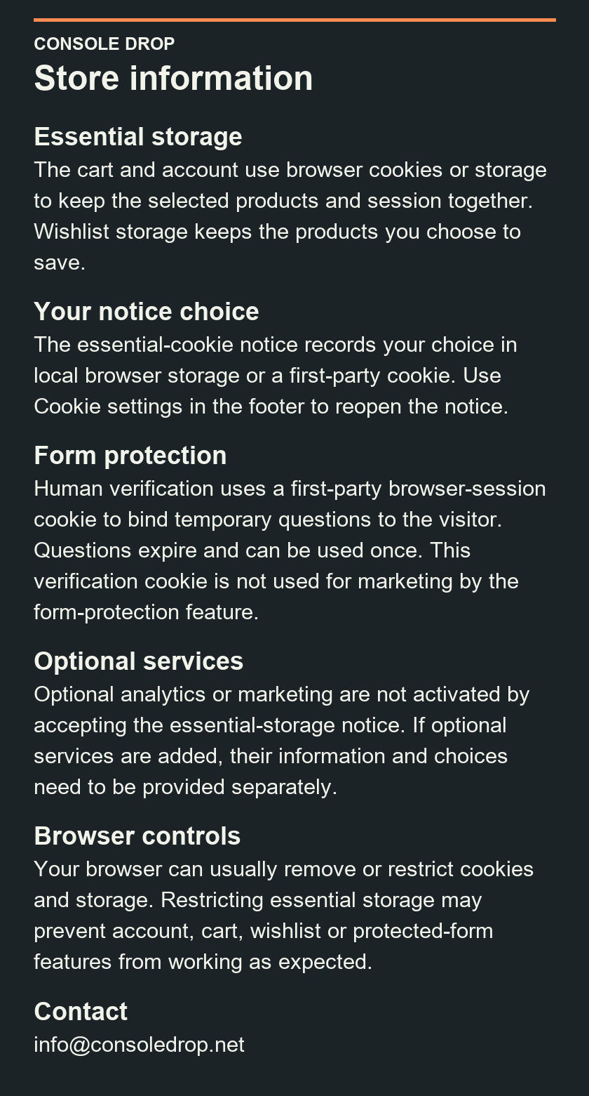 Cookie Policy — Console Drop